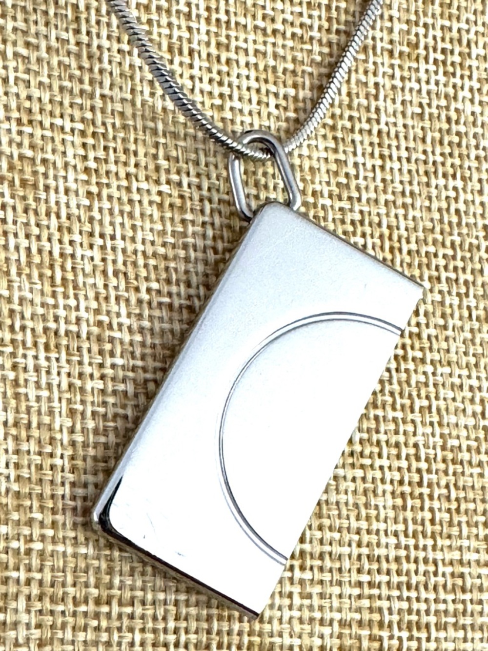 HERMES Symbole 1+1=1 Necklace Stainless Steel Pendant w/ Pouch & Booklet